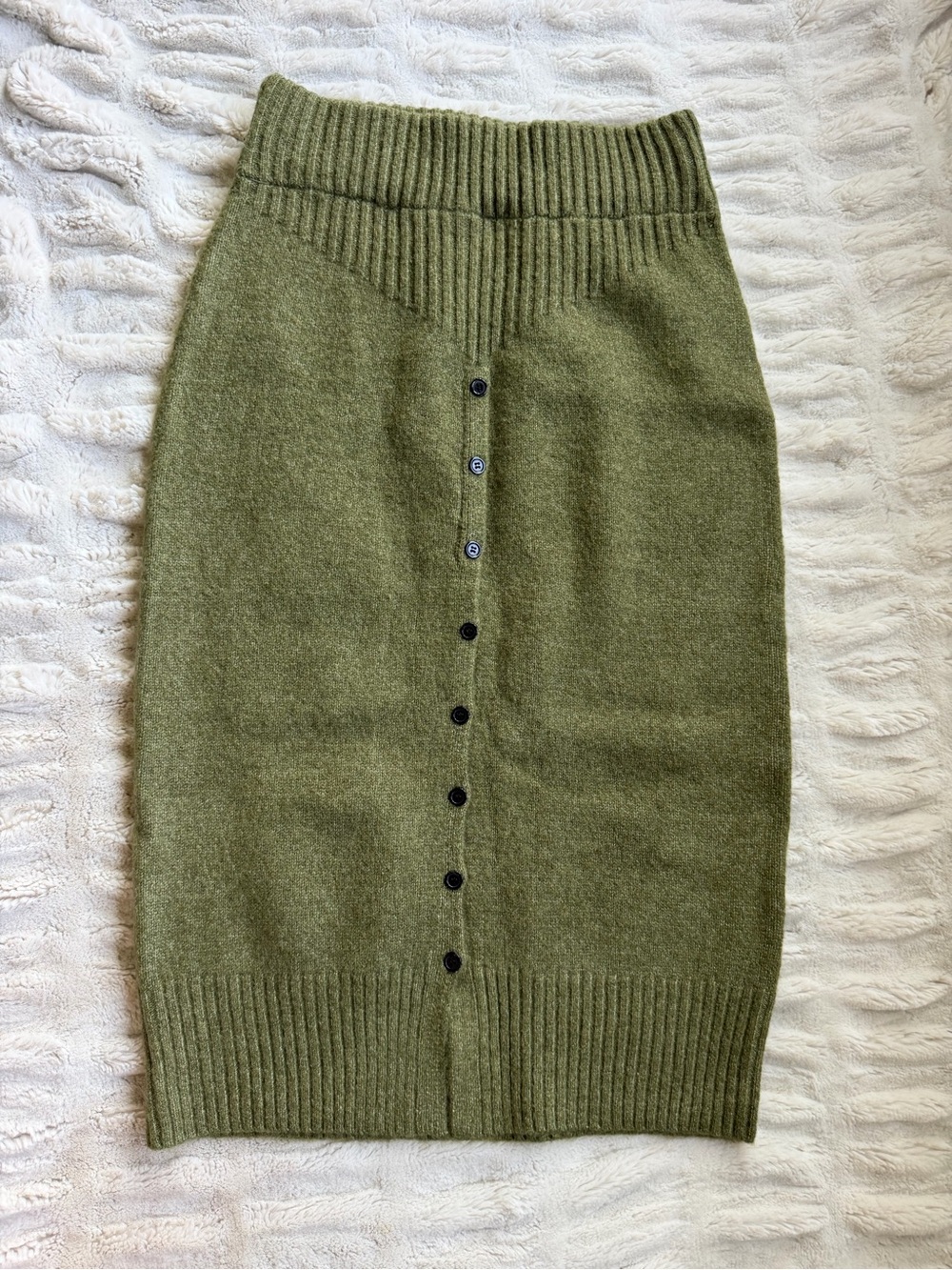 Commense Olive Green Turtleneck Knit Cardigan & Pencil Skirt Set - Picture 5 of 7